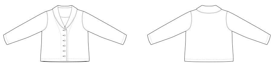 Line drawing of a Regular-Length Sylvan Jacket Sewing Pattern